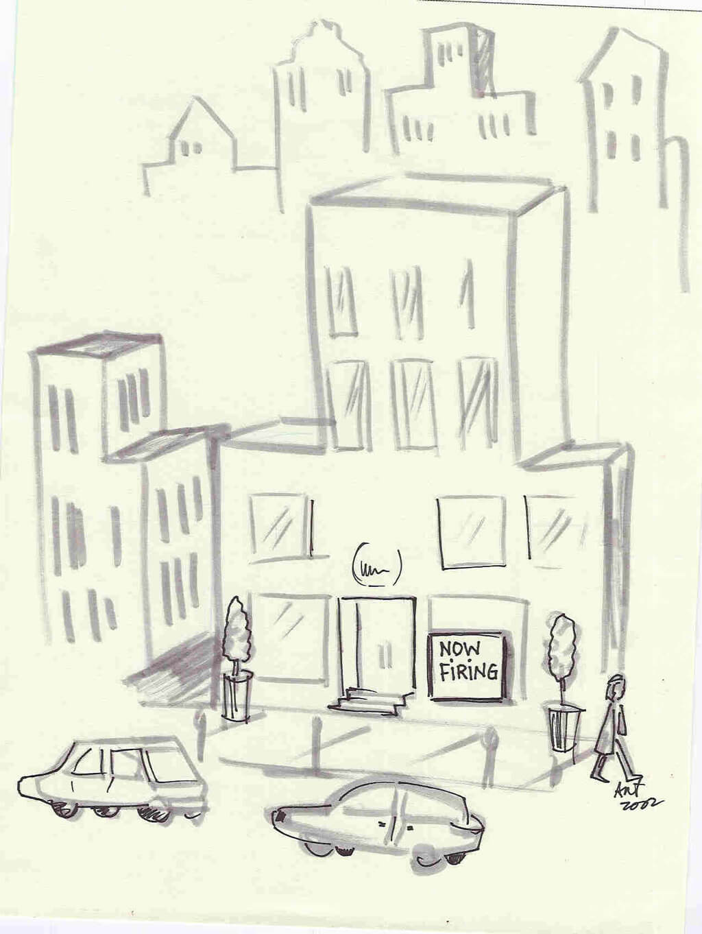 Illustration for Now Firing by Ant. Dated 2002.